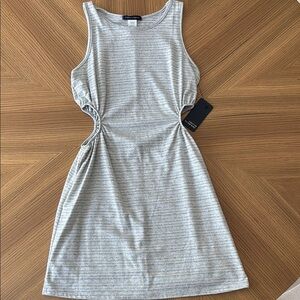 Gray Striped Sleeveless Dress